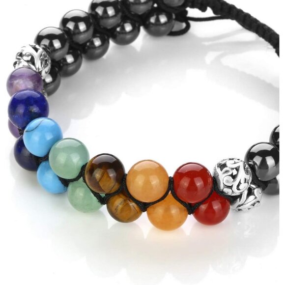 Strand 7 Chakra Crystals Yoga Stone Bead Chakra Relax Bracelet for Womens Mens - Picture 4 of 7